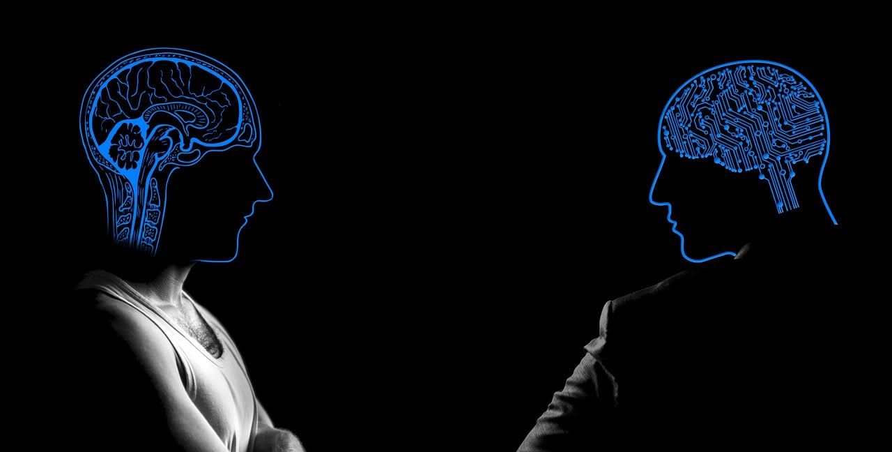 Free brains artificial intelligence communication illustration